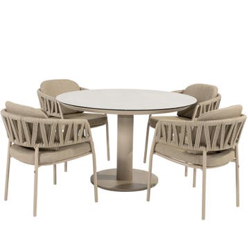 Calma Sarah dining tuinset 120xH75 cm rond 5 delig keramiek, Ophalen of Verzenden, Nieuw