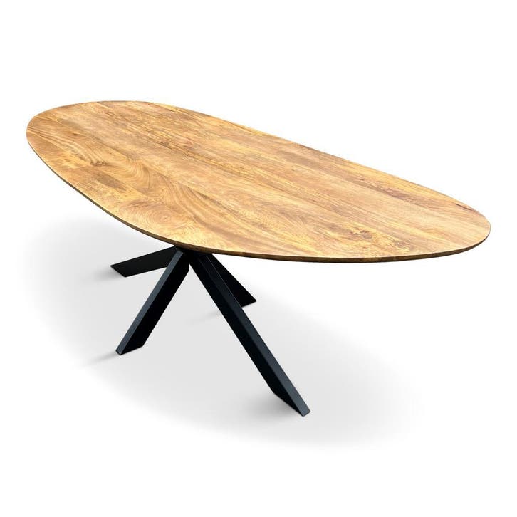 Organische eettafel mango / zwart met spinpoot Laagste prijs, Huis en Inrichting, Tafels | Eettafels, 50 tot 100 cm, Overige vormen