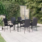 vidaXL 7-delige Tuinset zwart, 6 zitplaatsen, Nieuw, Tuinset, Verzenden