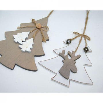 Hanger hout boom wit met eland handgemaakt 11,5x0,5x15 cm, Ophalen of Verzenden, Nieuw