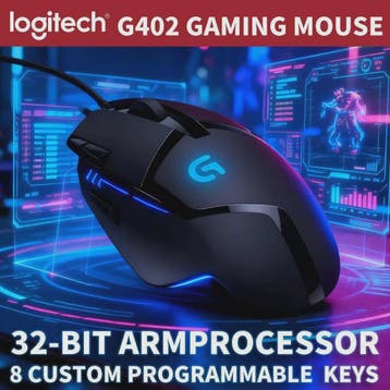 Logitech G402 Hyperion Fury FPS Gaming Muis - 1ms Respons, 3, Verzenden, Nieuw