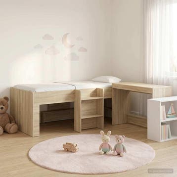 vidaXL Hoge Bed Frame met Bureau voor Kinderen 2 st Sonoma, Verzenden, Nieuw, Bruin, Hout