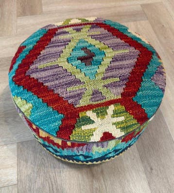 Poef - Poef Kelim ( unused ) - handmade - Wol en hout, Huis en Inrichting, Nieuw