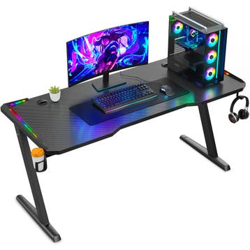Avalo Gaming Bureau - 140x60x73CM -Met LED Verlichting-Zwart, Verzenden, Nieuw