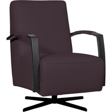 Leren draaifauteuil Mood - Toledo Merlin (donkerpaars) -, Nieuw, Ophalen of Verzenden, 50 tot 75 cm, Industrieel, Modern
