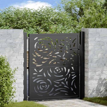 vidaXL Poort met vlamontwerp 100x100 cm staal zwart, Verzenden, Nieuw