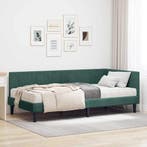 vidaXL Hoekbedframe met Matras met hoofdeinde 2 pcs Groen, Verzenden, Nieuw, Groen, Stof