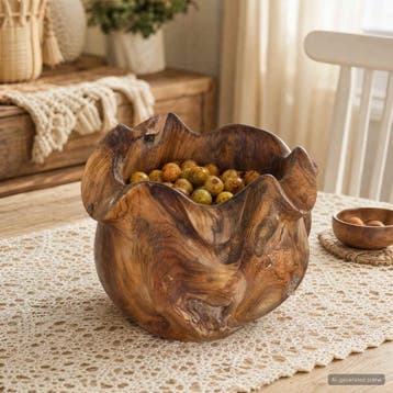 vidaXL Fruitschaal JEPARA Teakbruin Ø 35 cm Massief Teakhout, Verzenden, Nieuw