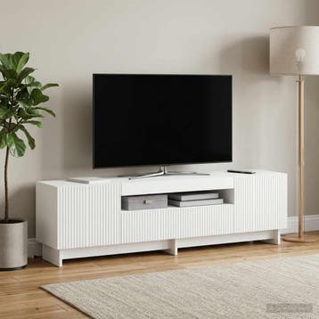 vidaXL LED tv-meubel EDE 153 x 35 x 43 cm Wit Bewerkt hout, Huis en Inrichting, Minder dan 50 cm, Verzenden, Nieuw, Minder dan 100 cm