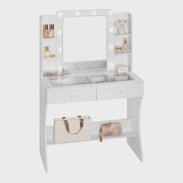 Witte Kaptafel met Verstelbare 3-Kleur Verlichting en Glazen, Verzenden, Nieuw