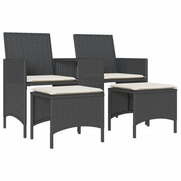 Poly Rattan Tuinbank Set - Tweedekansje - OP=OP, Tuin en Terras, Ophalen of Verzenden, Gebruikt, Wicker