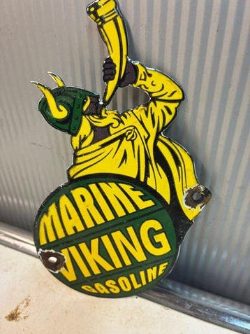 Marine Viking Gasoline – Emaille Reclamebord – Viking –, Antiek en Kunst