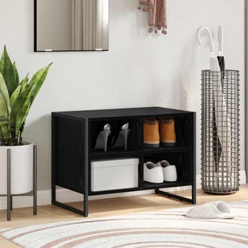 vidaXL Schoenenkast 60 x 35 x 44 cm Bewerkt hout Zwart Eiken, Verzenden, Nieuw