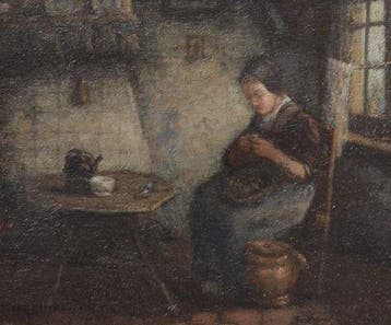 Johannes Albert Neuhuys (1844-1912) - Interieur met een
