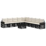 vidaXL Tuinbankenset 10 pcs Zwart en Cream Wit poly rattan, Tuin en Terras, Verzenden, Nieuw, Meer dan 8 zitplaatsen
