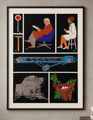 Josef Fogas - Silkscreen original industrial poster - crane,