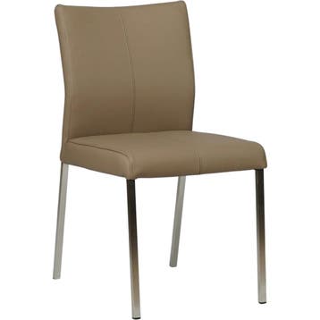 Leren eetkamerstoel Basic - Toledo Mocca (taupe/bruin) -, Huis en Inrichting, Stoelen, Ophalen of Verzenden, Nieuw, Leer, Modern