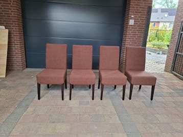 4 nieuwe eetkamerstoelen stof met houten poot, Huis en Inrichting, Stoelen, Nieuw, Bruin, Hout, Vier