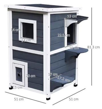 2-laags Houten Kattenhuis –Met Trap, Deuren en Weerbestendig, Verzenden, Nieuw