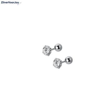 Zilveren little zirkonia studs helix 2.5 of 3 mm, Verzenden, Nieuw, Zilver