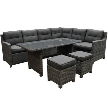 Valencia dining hoek loungeset 5-delig rechts antraciet, Tuin en Terras, Ophalen of Verzenden, Nieuw, Wicker