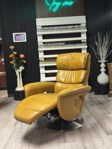 Himolla sta op stoel - relaxfauteuil LEDER zo goed als nieuw, Minder dan 75 cm, Nieuw, Ophalen of Verzenden, 50 tot 75 cm