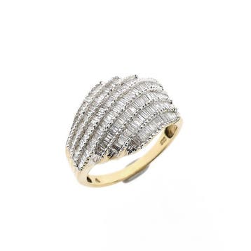 Gouden ring met diamant; 1,30 ct.; 14 karaat; ringmaat 18, 18 tot 19, Gebruikt, Ophalen of Verzenden, Met edelsteen