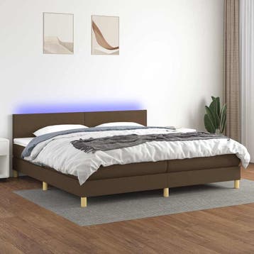 vidaXL Boxspring met matras en LED stof donkerbruin 200x200, Bruin, Verzenden, Overige maten, 200 cm