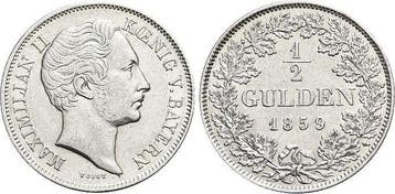 1/2 Gulden 1858 Bayern Maximilian Ii Joseph 1848-1864, Verzenden