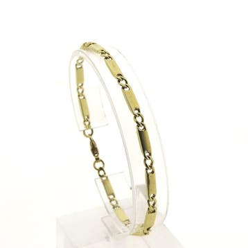 Gouden staafjes/gourmetschakel armband (Schakelarmband), Ophalen of Verzenden, Gebruikt, Goud, Goud