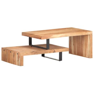 vidaXL 2-delige Salontafelset massief acaciahout, Huis en Inrichting, Tafels | Salontafels, Verzenden, Nieuw, Overige houtsoorten