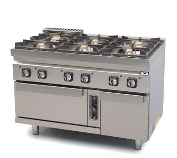 HCB Gasfornuis met oven - 70S - 6 pitten - 50,5 kW - aardgas, Verzenden, Nieuw in verpakking, Fornuis, Frituur en Grillen