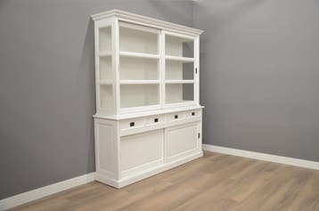 Witte buffetkast – winkelkast – vitrinekast 200 cm breed, Huis en Inrichting, Kasten | Vitrinekasten, 200 cm of meer, Nieuw, Ophalen of Verzenden