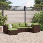 vidaXL 6-delige Loungeset met kussens poly rattan bruin, Verzenden, Nieuw, Rotan, Loungeset