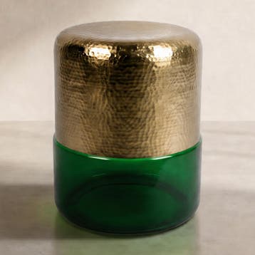 *WOONWINKEL* Dutchbone Cave Gouden Bijzettafel Met Groen Gla, Huis en Inrichting, Verzenden, Nieuw