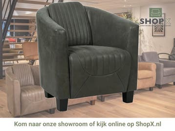 Leren fauteuil Press Special - Kenia Antracite (grijs) -, Nieuw, Ophalen of Verzenden, Eigentijds, Klassiek, Retro, Romantisch, Vintage