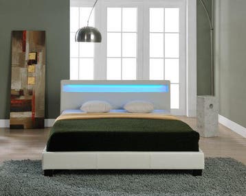 Bed Parijs met LED-verlichting bedbodem 160x200 cm wit, Huis en Inrichting, Slaapkamer | Bedden, Verzenden, Nieuw