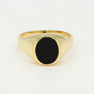 Ring - 18 karaat Geel goud Onyx, Sieraden, Tassen en Uiterlijk, Ringen, Nieuw