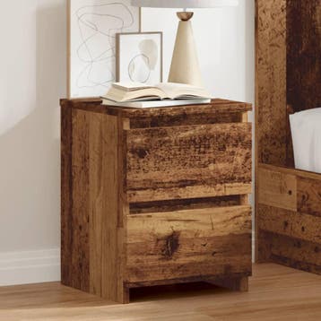 vidaXL Nachtkastjes 2 st 30x30x40 cm bewerkt hout oud, Huis en Inrichting, Minder dan 45 cm, Verzenden, Nieuw, Minder dan 55 cm
