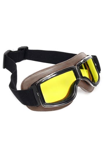 Goggles Motorbril Skibril Bril Donkerbruin Montuur Gele Glaz, Ophalen of Verzenden, Nieuw, Overige maten, Carnaval