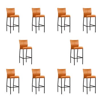 Set van 10 Leren barkrukken Revolt hoog - Vintage Cognac, Huis en Inrichting, Barkrukken, Ophalen of Verzenden, Nieuw, Leer