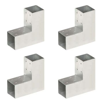 vidaXL Paalverbindingen 4 st L-vorm 71x71 mm gegalvaniseerd, Tuin en Terras, Palen, Balken en Planken, Verzenden, Nieuw