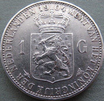 Nederland. Wilhelmina. 1 Gulden 1904 (Zonder minimumprijs)