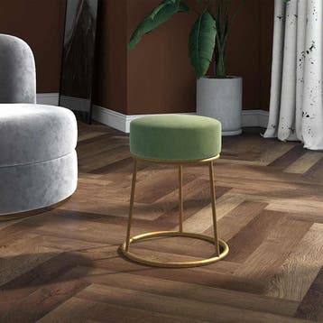 vidaXL Hocker rond fluweel mosterdgroen, Verzenden, Nieuw