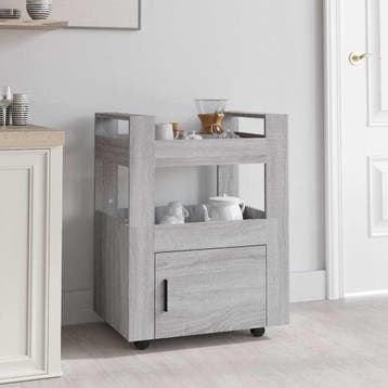 vidaXL Keukentrolley 60x45x80cm bewerkt hout grijs sonoma, Huis en Inrichting, Verzenden, Nieuw