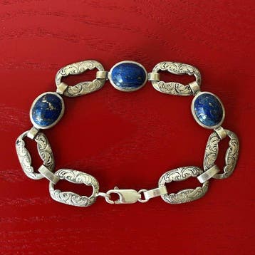 800 zilveren lapis lazuli armband - Afghanistan - Eind 20e