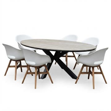 Salvador Karlstad dining tuinset 220x115xH75 cm 7 delig, Ophalen of Verzenden, Nieuw