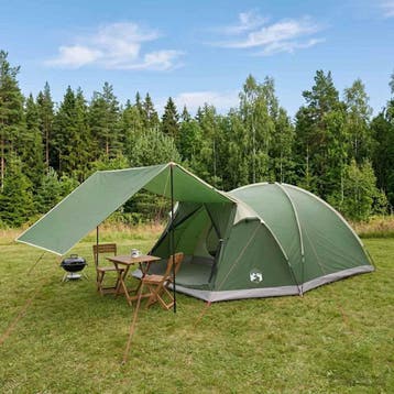 vidaXL Huisje Tent met dak Groen 6-persoons Polyester en, Verzenden, Nieuw, Tot en met 2