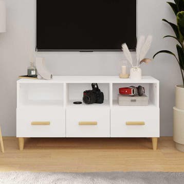 vidaXL Tv-meubel 102x36x50 cm bewerkt hout hoogglans wit, Huis en Inrichting, Minder dan 50 cm, Verzenden, Nieuw, Minder dan 100 cm
