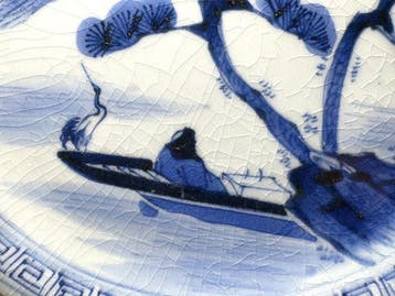 Bord - Arita Blue & White Porcelain Plate – Scholar & Crane, Antiek en Kunst